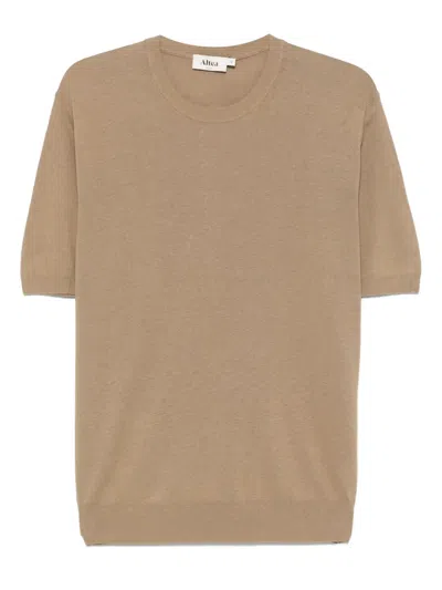 Altea Fine-knit T-shirt In Brown