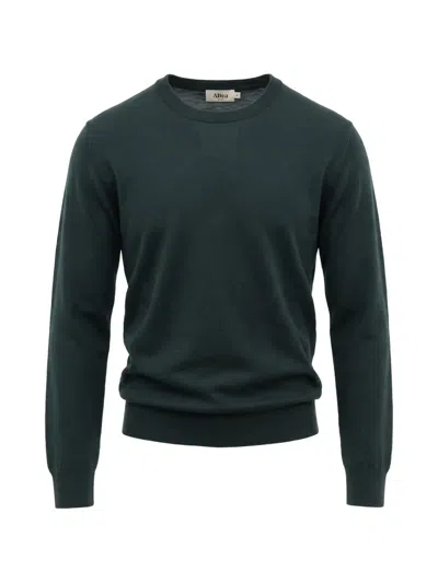 Altea Fine-knit Crew-neck Sweater In Green