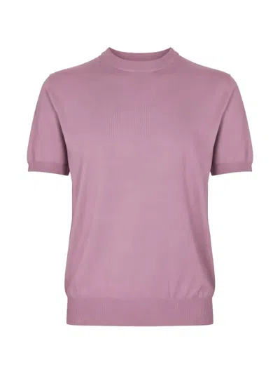 Altea Fine-knit Ribbed-trim T-shirt In Purple