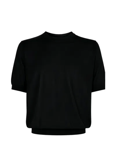 Altea Fine-knit Short-sleeve T-shirt In Black