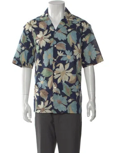 Pre-owned Altea Floral Print Short Sleeve Shirt In Blue