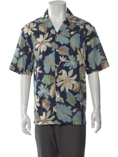 Pre-owned Altea Floral Print Short Sleeve Shirt In Blue