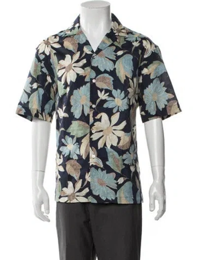 Pre-owned Altea Floral Print Short Sleeve Shirt In Blue
