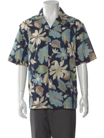 Pre-owned Altea Floral Print Short Sleeve Shirt In Blue