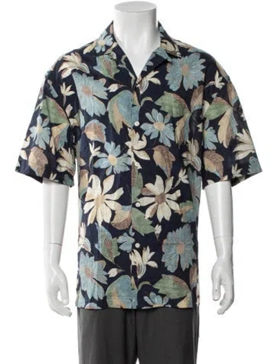 Pre-owned Altea Floral Print Short Sleeve Shirt In Blue