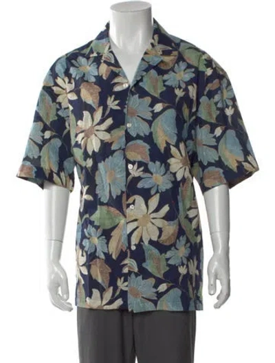 Pre-owned Altea Floral Print Short Sleeve Shirt In Blue