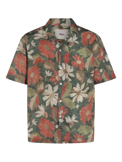 Altea Floral-print Short-sleeve Shirt In Red