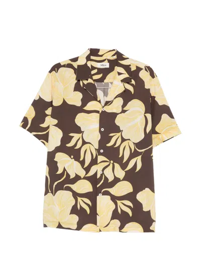 Altea Floral-print Short-sleeve Shirt In Brown