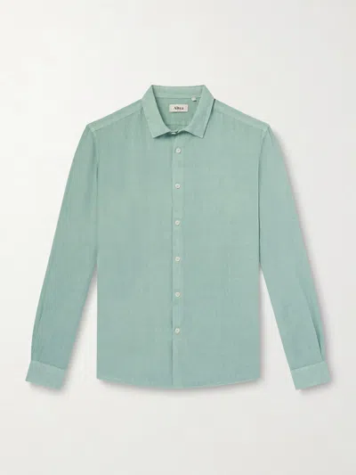 Altea Garment-dyed Linen Shirt In Green