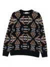 Altea Long Sleeve Crew-neck Jacquard Sweater In Black