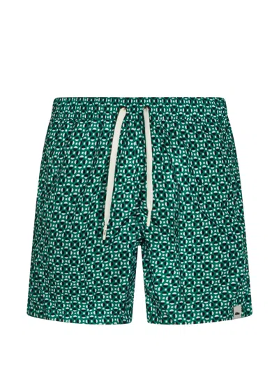 Altea Geometric-print Drawstring Swim Shorts In Green