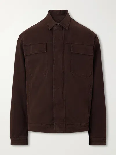 Altea Godfrey Padded Garment-dyed Stretch-cotton Twill Overshirt In Brown