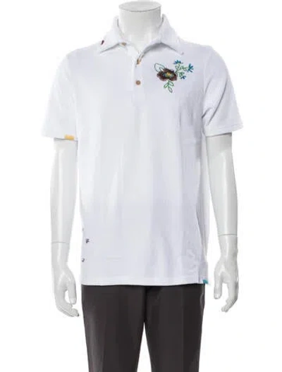 Pre-owned Altea Graphic Print Collar Polo Shirt In White