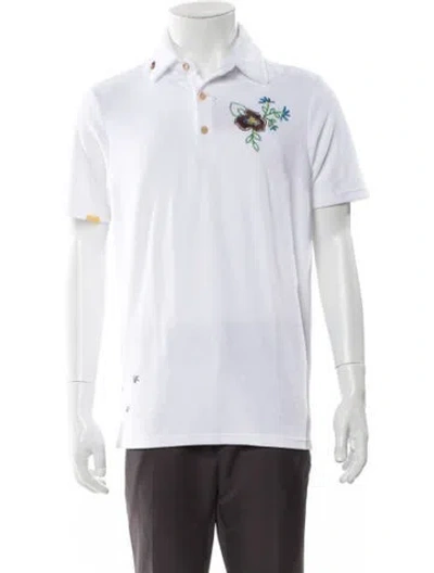 Pre-owned Altea Graphic Print Collar Polo Shirt In White
