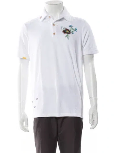 Pre-owned Altea Graphic Print Collar Polo Shirt In White