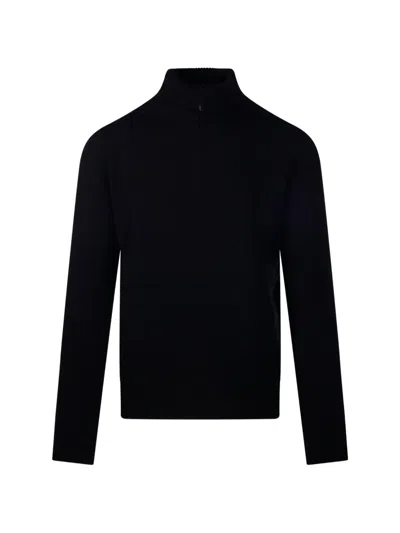 Altea Half-zip Knitted Sweater In Black