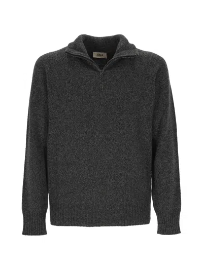 Altea Half-zip Knitted Sweater In Gray