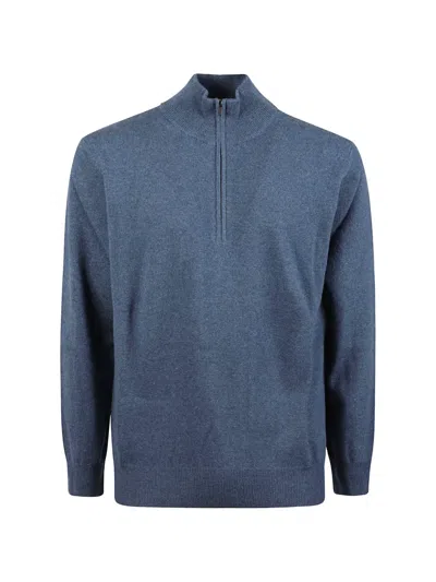 Altea Half-zip Wool Sweater In Blue