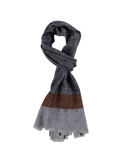 Altea Herringbone Panelled Scarf In Gray