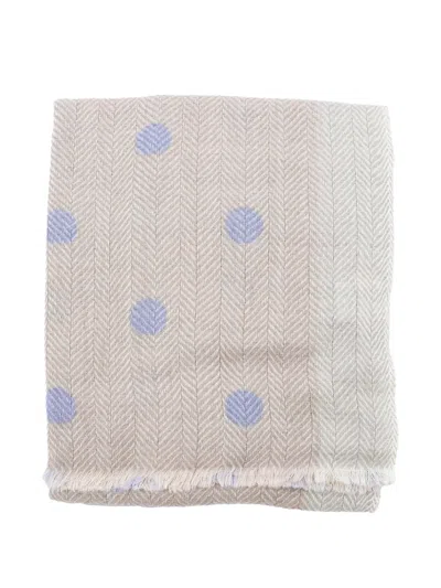 Altea Herringbone-pattern Polka-dot Scarf In Gray