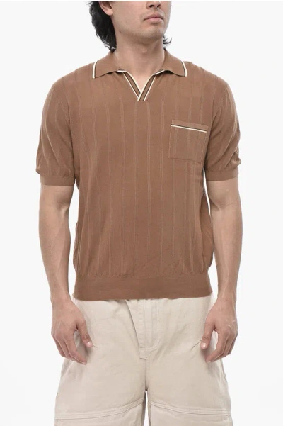 Altea Knit Polo With Pocket In Brown