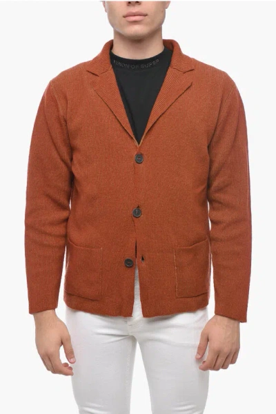 Altea Knitted Blazer With Patch Pockets In Brown