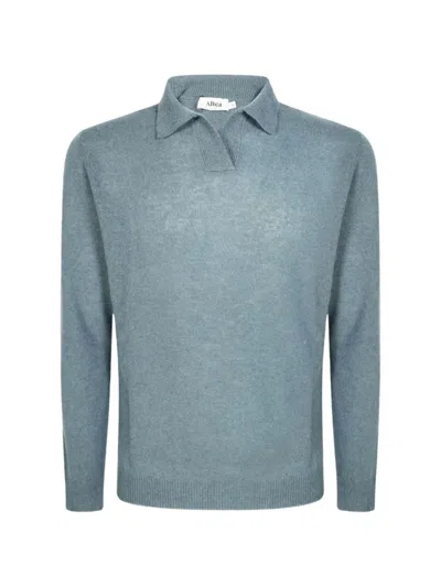 Altea Knitted Long-sleeve Polo Shirt In Blue