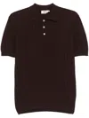 Altea Textured Ribbed Short Sleeve Polo In Brown