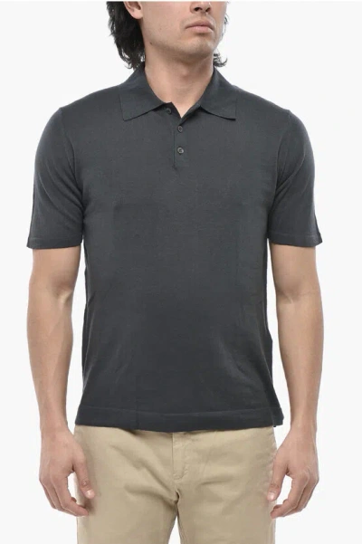 Altea Lightweight Cotton Polo Solid-color In Black