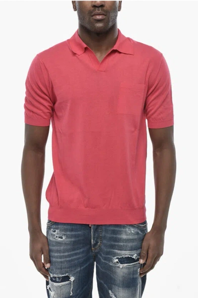 Altea Lightweight Cotton Polo With Pocket In Red
