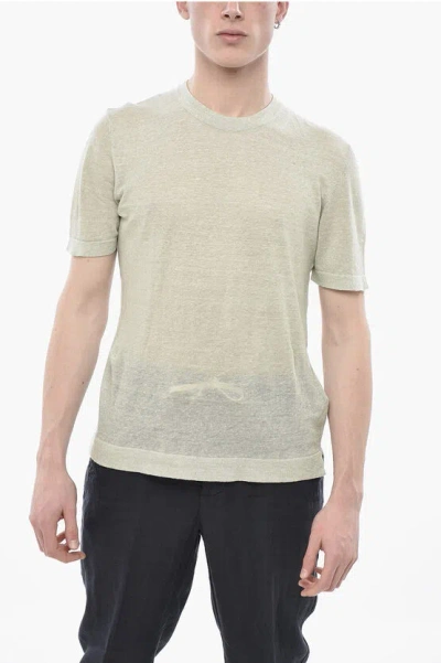 Altea Linen-blend Crewneck T-shirt In Neutral