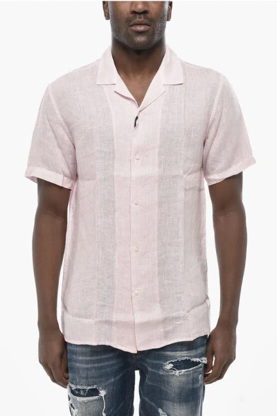 Altea Linen Camp-collar Shirt Baker With Short Sleeves In Neutral