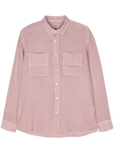Altea Linen Chambray Shirt In Pink