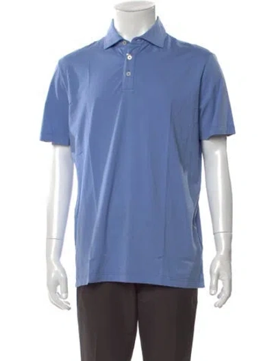 Pre-owned Altea Linen Collar Polo Shirt W/ Tags In Blue