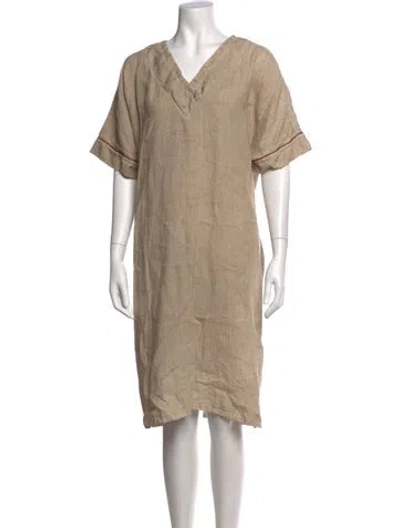 Pre-owned Altea Linen Knee-length Dress In Neutral
