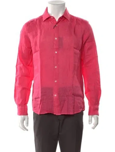 Pre-owned Altea Linen Long Sleeve Shirt W/ Tags In Pink