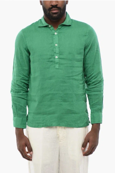 Altea Linen Long Sleeved Shirt In Green