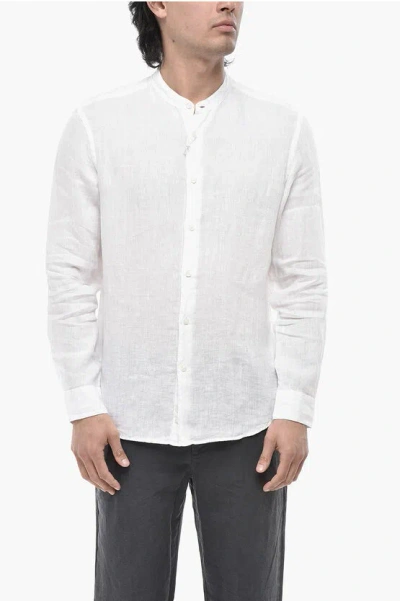 Altea Linen Shirt Clark With Korean Collar In White