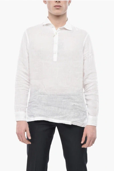 Altea Linen Shirt Tyler In Solid Color In White