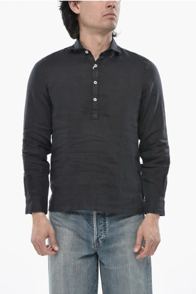 Altea Linen Shirt Tyler Solid-color In Black