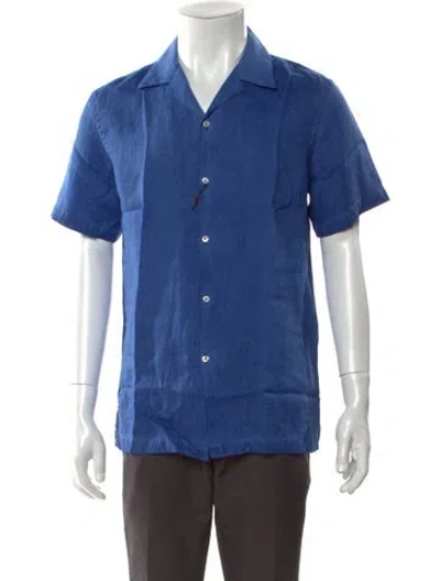 Pre-owned Altea Linen Short Sleeve Shirt In Blue
