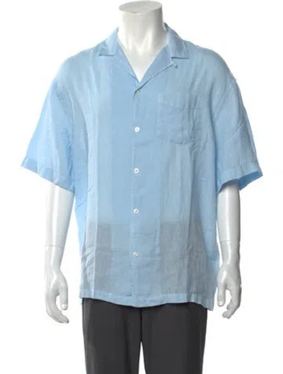Pre-owned Altea Linen Short Sleeve Shirt In Blue