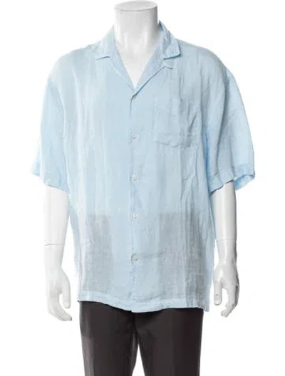 Pre-owned Altea Linen Short Sleeve Shirt In Blue