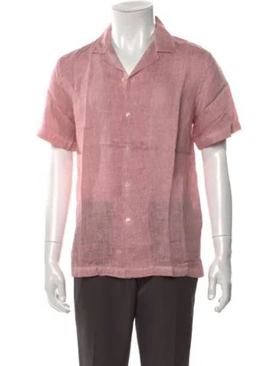 Pre-owned Altea Linen Short Sleeve Shirt W/ Tags In Pink