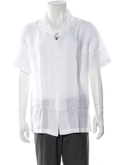 Pre-owned Altea Linen Short Sleeve Shirt W/ Tags In White