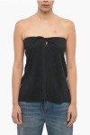 ALTEA LINEN STRAPLESS TOP WITH CUT-OUT DETAILING