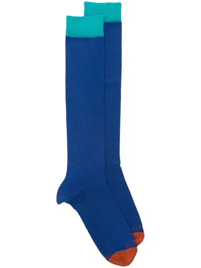 Altea Logo-intarsia Colour-block Socks In Blue
