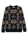 Altea Long Sleeve Crew-neck Jacquard Sweater In Blue