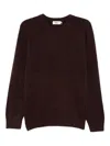 Altea Classic Brown Long Sleeve Crew-neck Sweater In Burgundy
