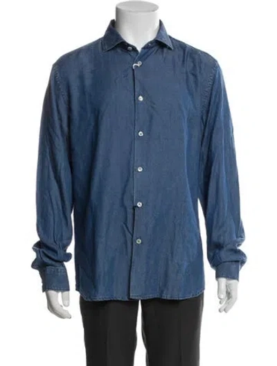 Pre-owned Altea Long Sleeve Denim Shirt W/ Tags In Blue